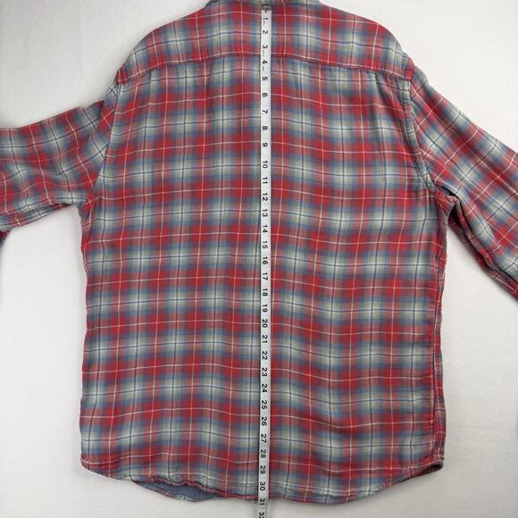 FAHERTY DOUBLE CLOTH Flannel Men Sz XL SHIRT RHP-RED HILL PLAID Chambray Buttons - Picture 8 of 10